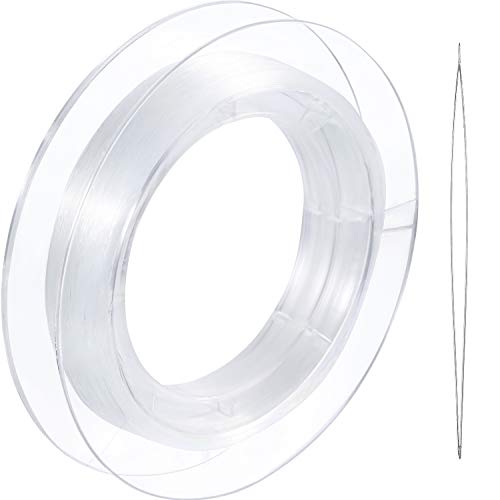 Tatuo 200 m Clear Nylon Invisible Thread String for Hanging Christmas Ornaments, Bracelet Making, Sew Hobby, Clear Beading Thread with Bead Needle (0.25mm)