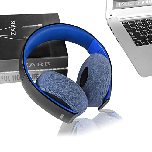 Geekria 2 Pairs Knit Headphones Ear Covers, Washable & Stretchable Sanitary Earcup Protectors for Large Over-Ear Headset Ear Pads, Sweat Cover for Warm & Comfort (L/Blue)