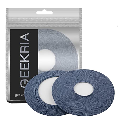 Geekria 2 Pairs Knit Headphones Ear Covers, Washable & Stretchable Sanitary Earcup Protectors for Large Over-Ear Headset Ear Pads, Sweat Cover for Warm & Comfort (L/Blue)