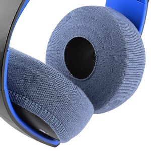 Geekria 2 Pairs Knit Headphones Ear Covers, Washable & Stretchable Sanitary Earcup Protectors for Large Over-Ear Headset Ear Pads, Sweat Cover for Warm & Comfort (L/Blue)
