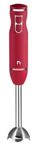new house kitchen immersion hand blender 2 speed stick mixer with stainless steel shaft & blade 300 watts easily food, mixes sauces, purees soups, smoothies, and dips, red