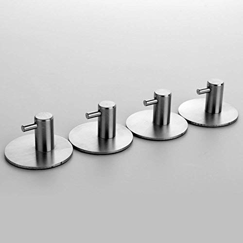 Onwon Self Adhesive Bathroom Hook Towel Robe, Brushed SUS304 Stainless Steel, Coat Hook, Key Holder, Umbrella Hats Clothes Heavy Duty Wall Hooks, Pack of 4 Pieces