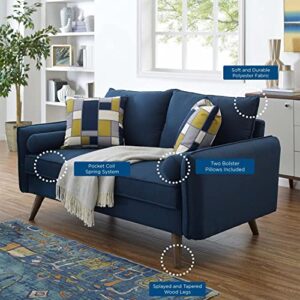 Modway Revive Contemporary Modern Fabric Upholstered Loveseat In Azure