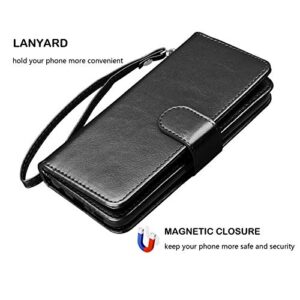 NJJEX Wallet Case for iPhone Xs Max, for iPhone Xs MAX Case, PU Leather [9 Card Slots] ID Credit Folio Flip [Detachable][Kickstand] Magnetic Phone Cover & Lanyard for iPhone Xs Max 6.5" 2018 [Black]