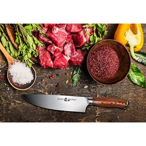 TUO Chef Knife Kitchen Knives Chefs Knife, High Carbon German Stainless Steel Cutlery Rust Resistant, Pakkawood Handle Luxurious Gift Box 8 inch Chopper Fiery Phoenix Series