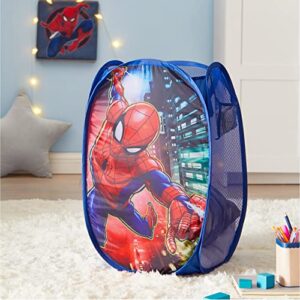 "Idea Nuova Marvel Spiderman Pop Up Hamper with Durable Carry Handles, 21"" H x 13.5"" W X 13.5"" L", red