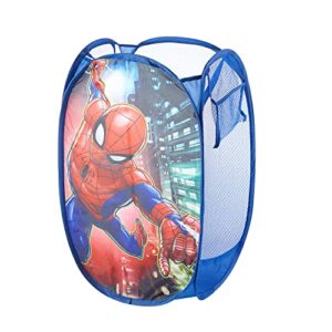 "idea nuova marvel spiderman pop up hamper with durable carry handles, 21"" h x 13.5"" w x 13.5"" l", red