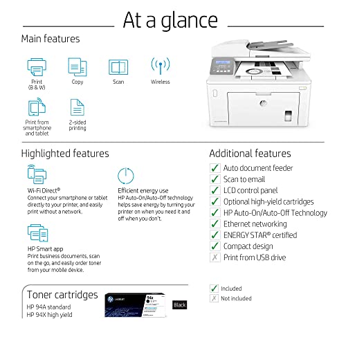 HP Laserjet Pro M148dw All-in-One Wireless Monochrome Laser Printer, Mobile & Auto Two-Sided Printing, Works with Alexa (4PA41A)