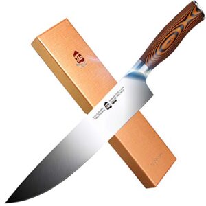 tuo chef knife, pro 10 inch chefs knife, german high carbon stainless steel anti-rust kitchen knives, ergonomic handle fiery phoenix series cutlery