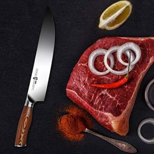 TUO Chef Knife, Pro 10 inch Chefs Knife, German High Carbon Stainless Steel Anti-rust Kitchen Knives, Ergonomic Handle Fiery Phoenix Series Cutlery