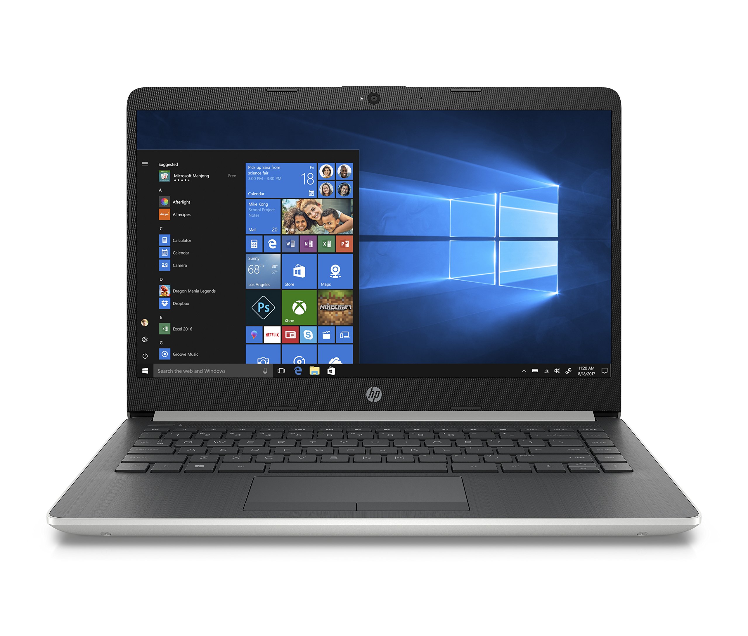 HP 14-inch Laptop, 8th Generation Intel Core i3-8130U Processor, 4 GB SDRAM, 128 GB Solid State Drive, Windows 10 Home in S Mode (14-df0020nr, Natural Silver)