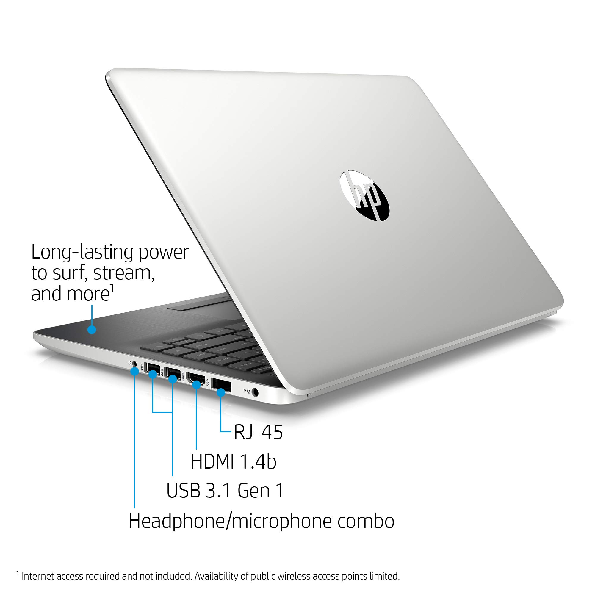 HP 14-inch Laptop, 8th Generation Intel Core i3-8130U Processor, 4 GB SDRAM, 128 GB Solid State Drive, Windows 10 Home in S Mode (14-df0020nr, Natural Silver)