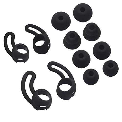 ALXCD Replacement Eartips & Wingtips for BeatsX, S/M/L & Double Flange 4 Pair Eartips & S/L 2 Pair Wingtips, Fit for Beats by Dr. Dre BeatsX Eaartips Wingtips [Black]