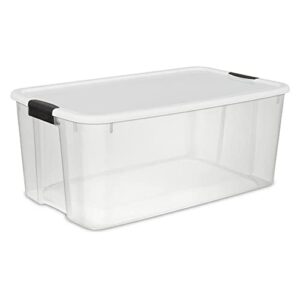 sterilite 116 quart ultra clear plastic storage tote container with latching lid (20 pack)