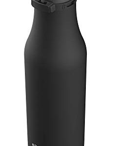 Ello Riley 18oz Vacuum Insulated Stainless Steel Water Bottle with Flip Lid, Black, 18 oz.