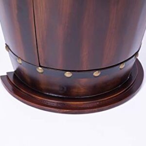 Vintiquewise Wooden Wine Barrel Console, Bar End Table Lockable Cabinet