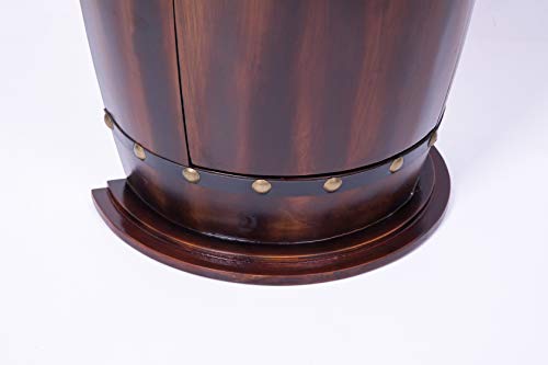 Vintiquewise Wooden Wine Barrel Console, Bar End Table Lockable Cabinet