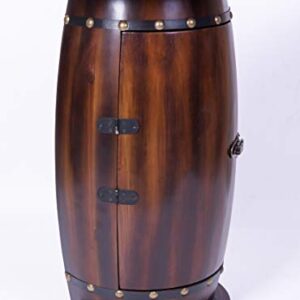 Vintiquewise Wooden Wine Barrel Console, Bar End Table Lockable Cabinet