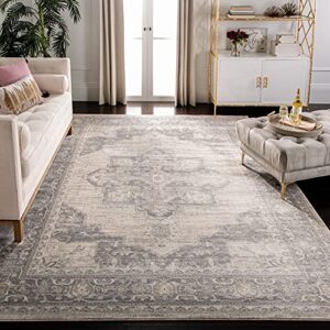 safavieh brentwood collection area rug - 8' x 10', cream & grey, medallion distressed design, non-shedding & easy care, ideal for high traffic areas in living room, bedroom (bnt865b)