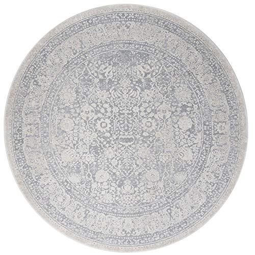 SAFAVIEH Reflection Collection 5' Round Light Grey/Cream RFT663C Vintage Distressed Area Rug