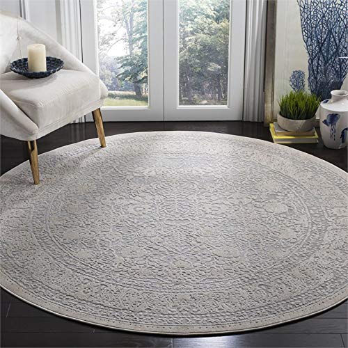 SAFAVIEH Reflection Collection 5' Round Light Grey/Cream RFT663C Vintage Distressed Area Rug