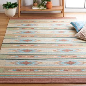 safavieh cotton kilim collection accent rug - 4' x 6', brown & ivory, handmade southwestern boho tribal cotton, ideal for high traffic areas in entryway, living room, bedroom (klc301t)