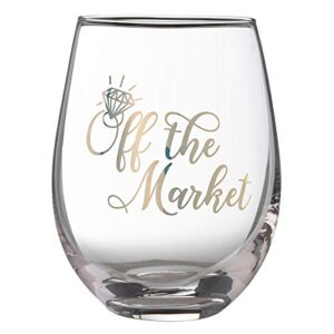 lillian rose bride engagement off the market stemless wine glass (g117 om), 1 count (pack of 1), clear