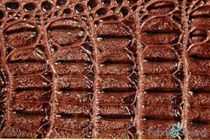 dark brown large scale crocodile skin faux fake leather vinyl fabric polyester 54-56