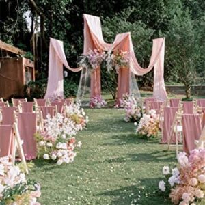 Dusty Rose 5 Yards 60" Wide Sheer Fabric Chiffon Fabric by The Yard Continuous Solid Color Draping Fabric for Wedding Party Backdrop