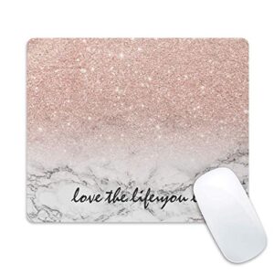 galdas gaming mouse pad pink marble design mousepad non slip rubber mouse mat rectangle quote inspirational mouse pads for computers laptop - love the life you live