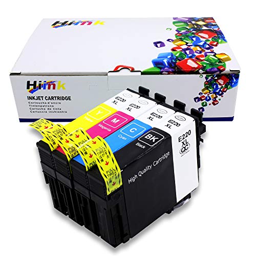 HIINK Remanufactured Ink Cartridge Replacement for Epson 220 Ink High Yield use with Epson XP-320 XP-420 XP-424 WF-2630 WF-2650 WF-2660 WF-2750 WF-2760(Black Cyan Magenta Yellow, 4 Pack)