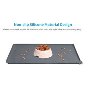 AUDWUD Silicone Waterproof Dog Cat Pet Feeding Mats,Anti-Slip Pet Bowl Mats,Pet Feeding Mat