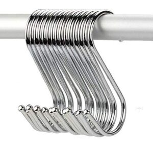 Home-Organizer Tech 5 Inches Heavy Duty Stainless Steel Hanger Hooks S Hooks S Shaped Hook Silver Tone Hanging Hooks, Pack of 20