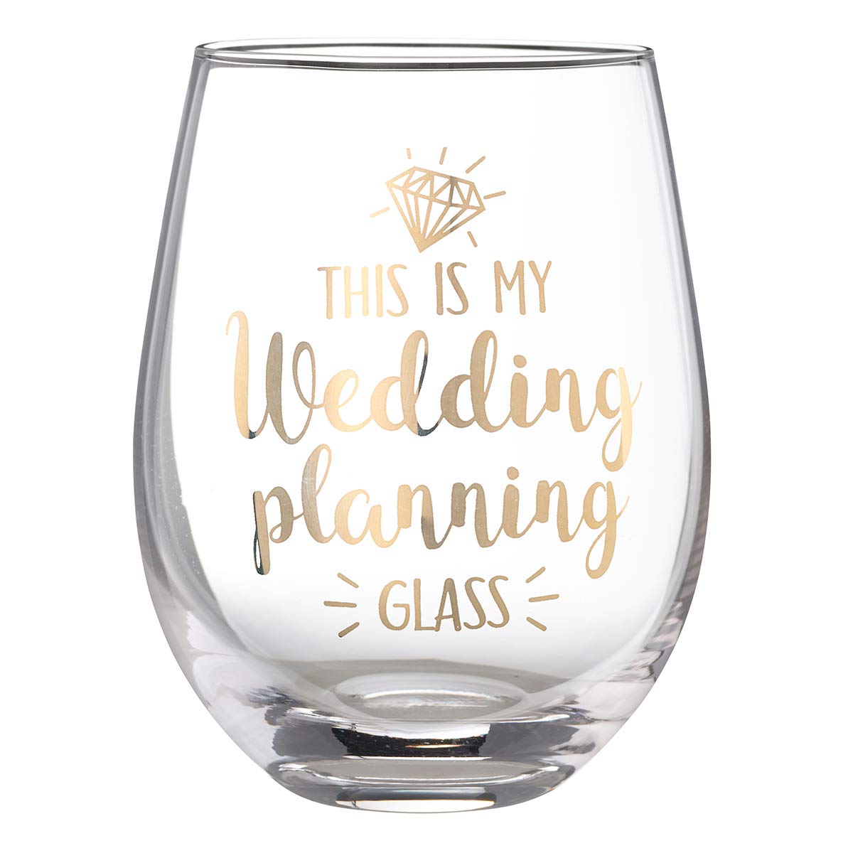 Lillian Rose Wedding Planning Stemless Wine Glass, 1 Count (Pack of 1), Clear