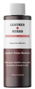 leather rehab leather color restorer - espresso brown - repair furniture, couch, car seat, shoes, jacket, bag, boots and vinyl - 4 oz.