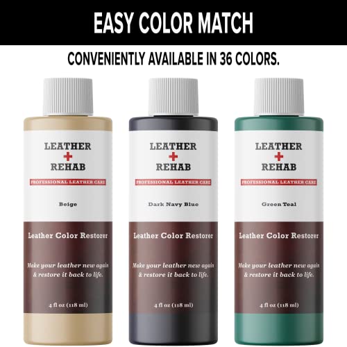 Leather Rehab Leather Color Restorer - Espresso Brown - Repair Furniture, Couch, Car Seat, Shoes, Jacket, Bag, Boots and Vinyl - 4 oz.