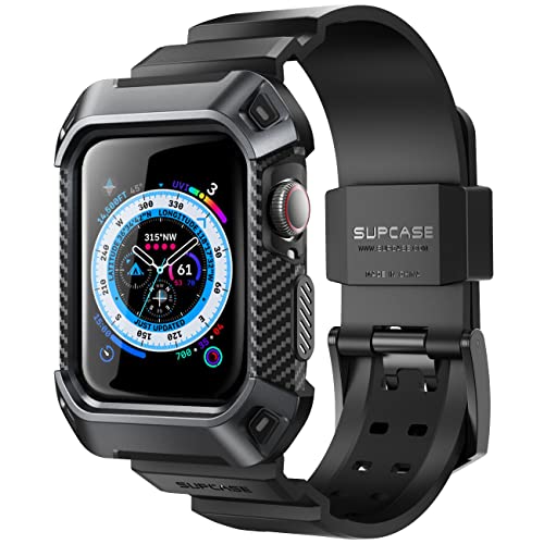 SUPCASE [Unicorn Beetle Pro] Designed for Apple Watch Series 8/7/6/SE/5/4 [45/44mm], Rugged Protective Case with Strap Bands (Black)