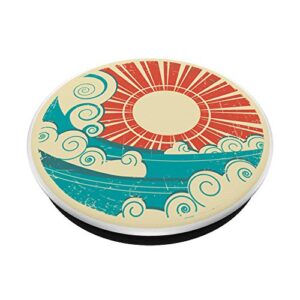 Vintage Sun & Ocean Surf Waves - Beach Bum PopSockets PopGrip: Swappable Grip for Phones & Tablets