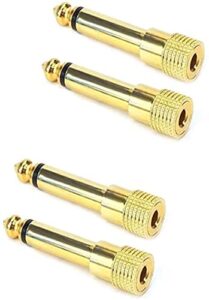 qmseller 3.5mm to 1/4 mono adapter, 3.5mm (1/8 inch) stereo female to 6.35mm (1/4 inch) ts male plug metal gold plated audio adaptor audio connector - 4 pack
