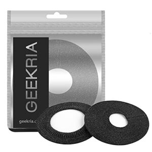 Geekria 2 Pairs Flex Fabric Headphones Ear Covers, Washable & Stretchable Sanitary Earcup Protectors for On-Ear Headset Ear Pads, Sweat Cover for Warm & Comfort (S/Black)