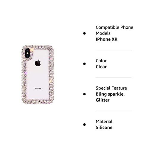 Jesiya for iPhone XR Case 3D Glitter Sparkle Bling Case Luxury Shiny Crystal Rhinestone Diamond Bumper Clear Protective Case Cover for iPhone XR Clear