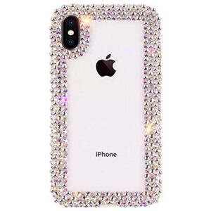 Jesiya for iPhone XR Case 3D Glitter Sparkle Bling Case Luxury Shiny Crystal Rhinestone Diamond Bumper Clear Protective Case Cover for iPhone XR Clear