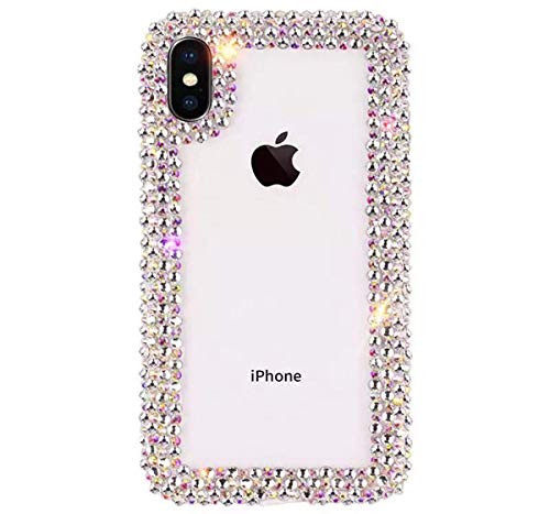 Jesiya for iPhone XR Case 3D Glitter Sparkle Bling Case Luxury Shiny Crystal Rhinestone Diamond Bumper Clear Protective Case Cover for iPhone XR Clear