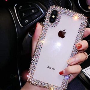 Jesiya for iPhone XR Case 3D Glitter Sparkle Bling Case Luxury Shiny Crystal Rhinestone Diamond Bumper Clear Protective Case Cover for iPhone XR Clear