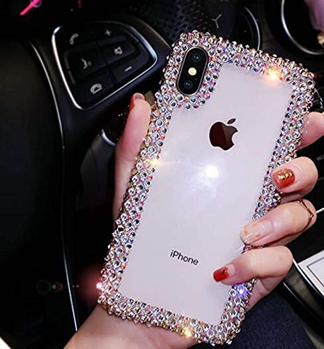 Jesiya for iPhone XR Case 3D Glitter Sparkle Bling Case Luxury Shiny Crystal Rhinestone Diamond Bumper Clear Protective Case Cover for iPhone XR Clear