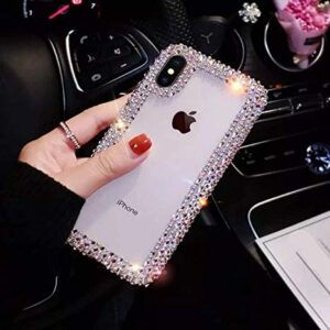 Jesiya for iPhone XR Case 3D Glitter Sparkle Bling Case Luxury Shiny Crystal Rhinestone Diamond Bumper Clear Protective Case Cover for iPhone XR Clear