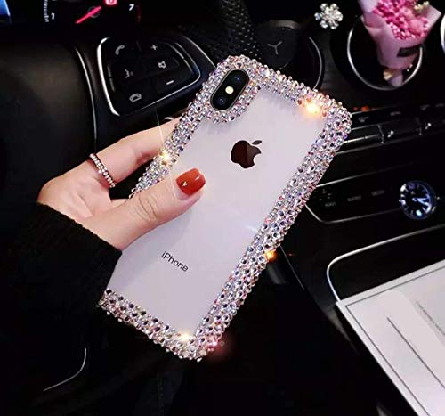 Jesiya for iPhone XR Case 3D Glitter Sparkle Bling Case Luxury Shiny Crystal Rhinestone Diamond Bumper Clear Protective Case Cover for iPhone XR Clear