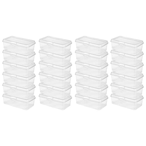 Sterilite Clear FlipTop Plastic Stacking Storage Container Tote with Latching Lid for Home Organization in Closets, Playroom, or Craft Rooms, 24 Pack