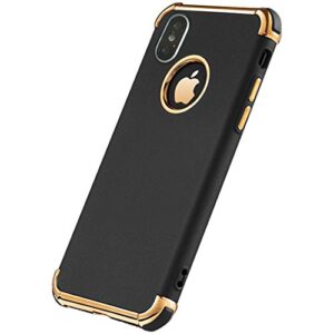 tverghvad iphone xs case, ultra thin flexible soft iphone xs slim case, 3 in 1 electroplated shockproof elegant phone case compatible with iphone xs (5.8 inch), black