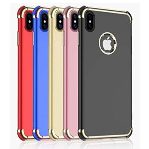 Tverghvad iPhone Xs Case, Ultra Thin Flexible Soft iPhone Xs Slim Case, 3 in 1 Electroplated Shockproof Elegant Phone Case Compatible with iPhone Xs (5.8 inch), Black